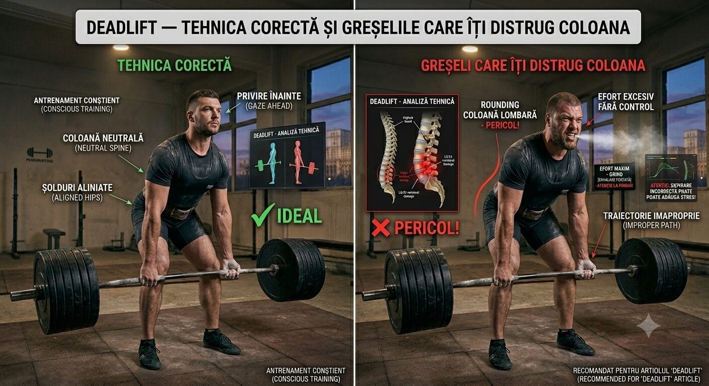 Deadlift tehnică corectă coloană